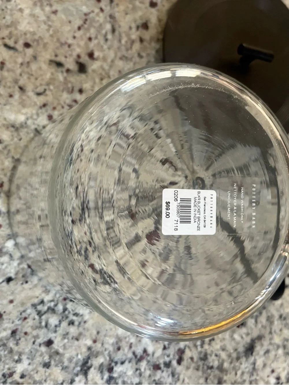 Pottery Barn bronze glass ice bucket with tongs new with tag
